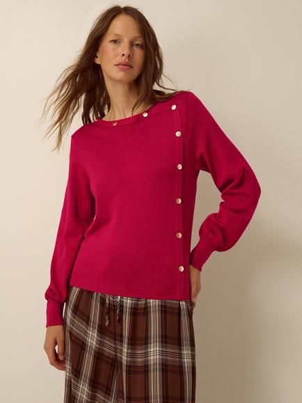 Monsoon Beryl Button Detail Jumper, Red, Red