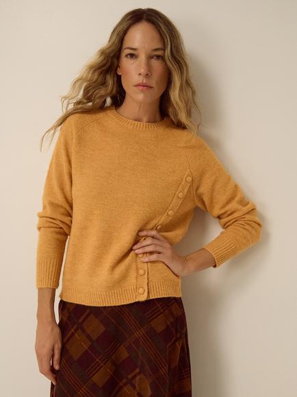 Monsoon Bray Button Jumper, Ochre, Ochre
