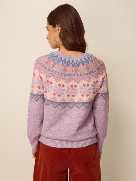 Monsoon Frey Fair Isle Jumper, Lilac - view 2, Lilac