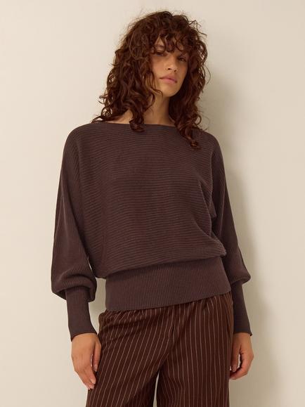 Monsoon Remi Ribbed Jumper, Chocolate, Chocolate