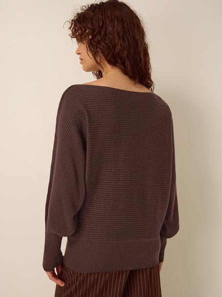 Monsoon Remi Ribbed Jumper, Chocolate - view 2, Chocolate