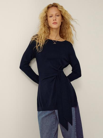 Monsoon Tina Tie Side Jumper containing LENZING™ ECOVERO™ Viscose, Navy, Navy