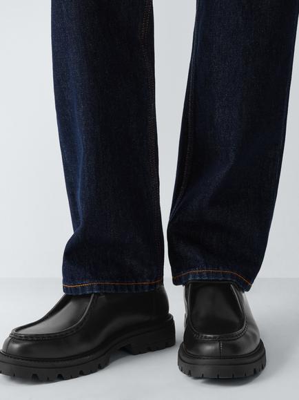 John Lewis Bibury Moc Toe Leather Derby Shoes, Black Black - view 2, Black Black