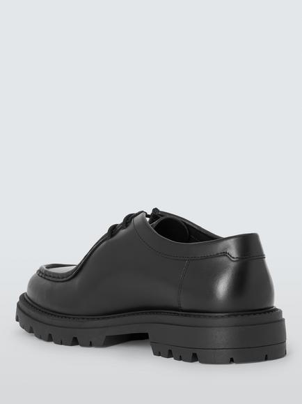 John Lewis Bibury Leather Derby Shoes, Black Black - view 2, Black Black