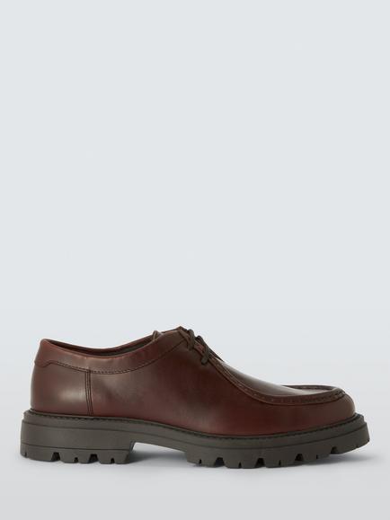 John Lewis Bibury Leather Derby Shoes, Brown Mid, Brown Mid