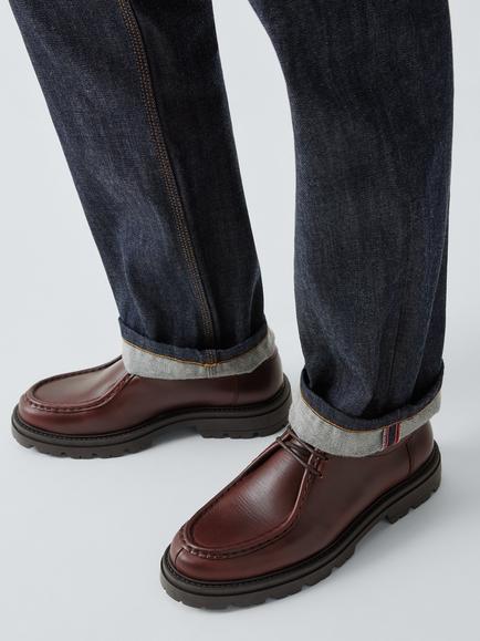 John Lewis Bibury Moc Toe Leather Derby Shoes, Brown Mid - view 2, Brown Mid