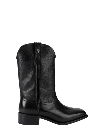 Kurt Geiger London Phoenix Leather Western Boots, Black, Black
