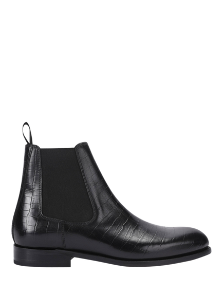 Kurt Geiger London Sloane Croc Embossed Leather Chelsea Boots, Black, Black
