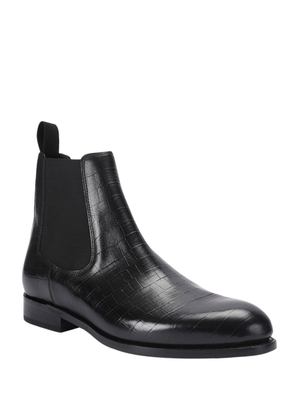 Kurt Geiger London Sloane Croc Embossed Leather Chelsea Boots, Black - view 2, Black