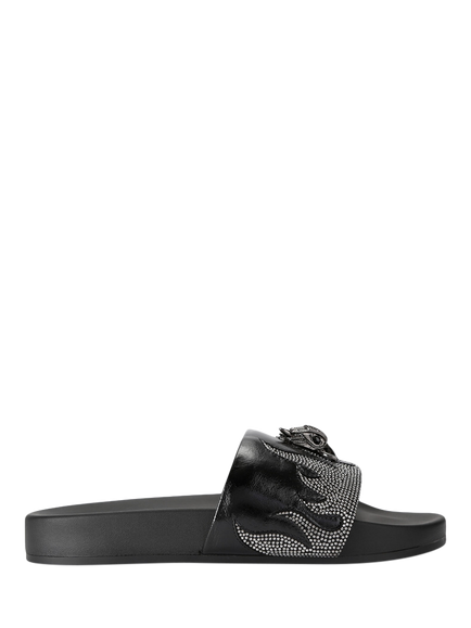 Kurt Geiger London Brockwell Spooky Embellished Slider Sandals, Black, Black