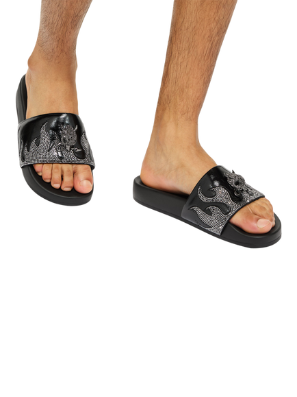 Kurt Geiger London Brockwell Spooky Embellished Slider Sandals, Black - view 2, Black