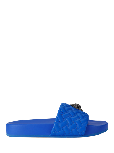 Kurt Geiger London Meena Eagle Embellished Quilted Sliders, Blue, Blue