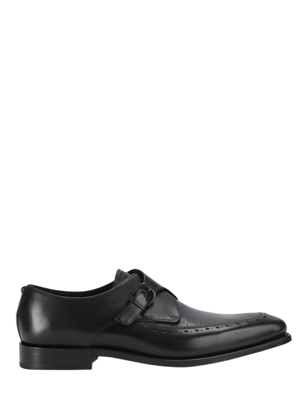 Kurt Geiger London Beaumont Croc Embossed Leather Monk Shoes, Black