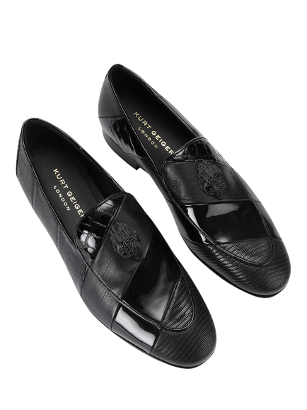 Kurt Geiger London Bedford Eagle Stripe Leather Loafers, Black - view 2, Black