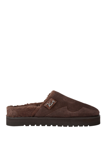 Kurt Geiger London Hatton Faux Fur Lined Suede Mules, Dark Brown, Dark Brown