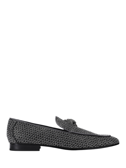 Kurt Geiger London Hugh 2 Eagle Velvet Embellished Loafers, Grey, Grey