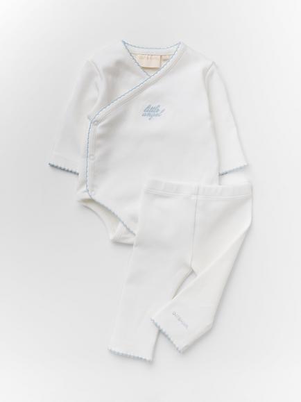 Oat & Marl Baby Little Angel Bodysuit and Legging Set, Pure White, Pure White