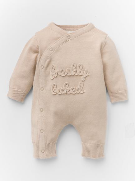 Oat & Marl Baby Freshly Baked Sleepsuit, Biscotti, Biscotti