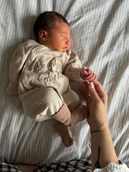 Oat & Marl Baby Freshly Baked Sleepsuit, Biscotti - view 2, Biscotti