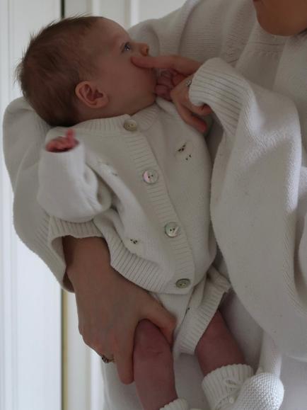 Oat & Marl Baby Little Lambs Cardigan and Short Set, Pure White - view 2, Pure White
