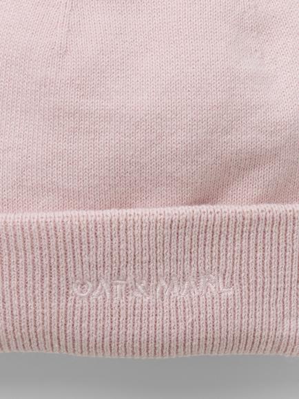 Oat & Marl Baby Knitted Cotton Hat, Delicately Pink - view 2, Delicately Pink