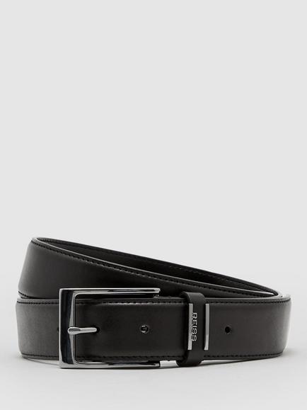 Reiss Finch Leather Belt, Black, Black