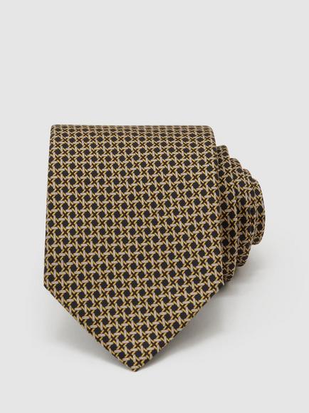 Reiss Varcare Silk Tie, Navy/Yellow, Navy/Yellow