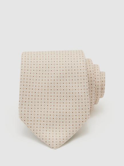 Reiss Ovale Silk Tie, Ecru, Ecru