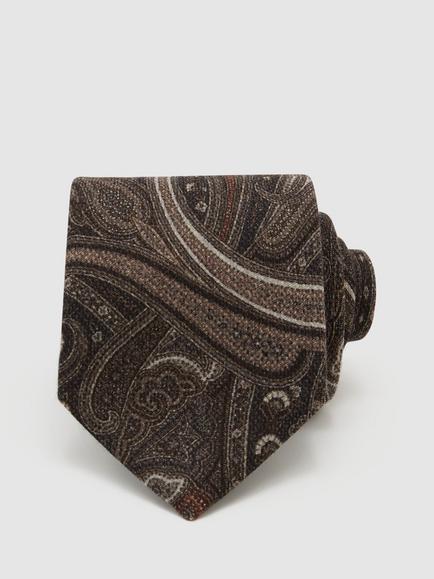Reiss Cesare Wool Paisley Tie, Brown, Brown