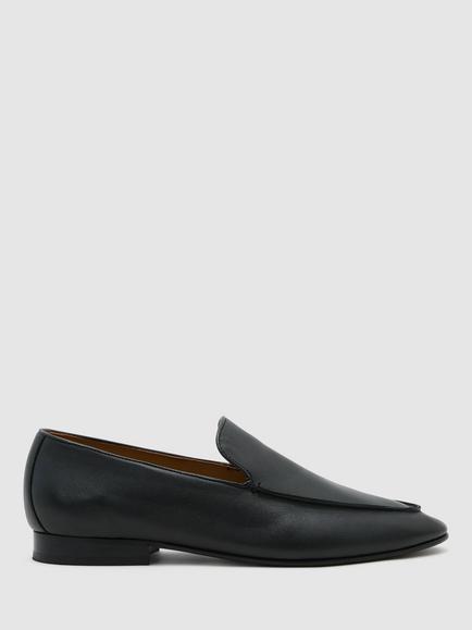 Reiss Cohen Leather Apron-Stitch Loafers, Black