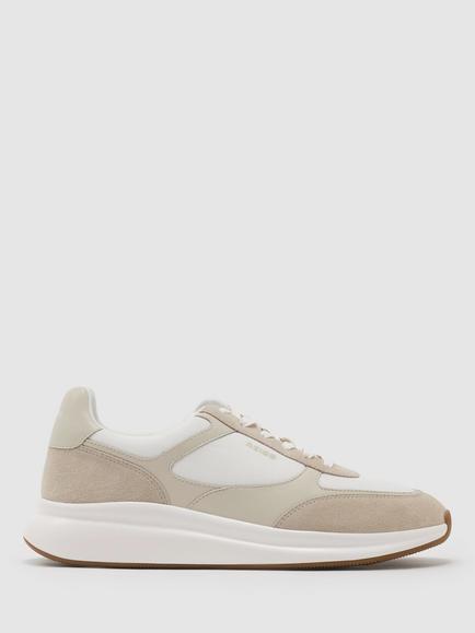 Reiss Hudson Leather Trainers, Off White, Off White