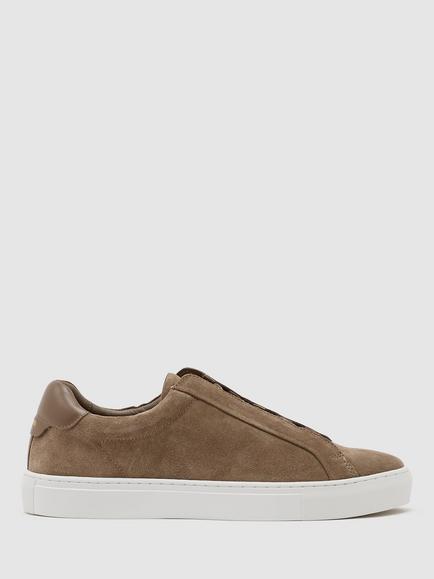 Reiss Jenson Suede Lace-Up Trainers, Camel Brown, Camel Brown