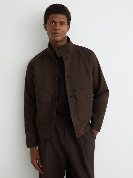 Reiss Romano Cotton Blend Harrington Jacket, Taupe Brown, Taupe Brown