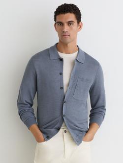 Reiss Rainham Linen Cardigan, Airforce Blue, Airforce Blue