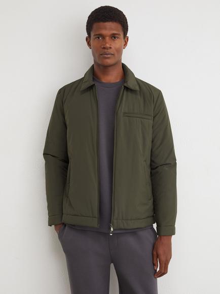 Reiss Bernardi Technical Padded Zip Through Jacket, Olive Green, Olive Green