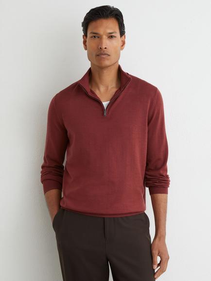 Reiss Blackhall Armour Wool Jumper, Armour Blue, Rooibos Red