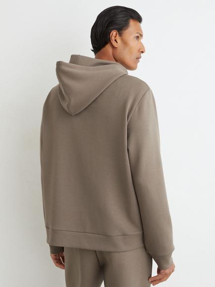 Reiss Dane Premium Interlock Hoodie - view 2, Mushroom Brown