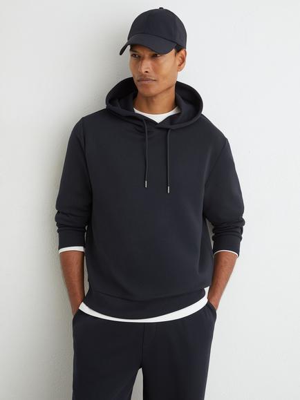 Reiss Dane Premium Interlock Hoodie, Navy