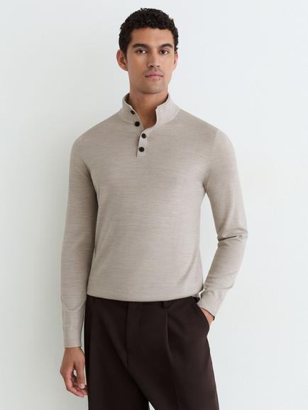 Reiss Farnham Wool Jumper, Stone Mouline, Stone Mouline