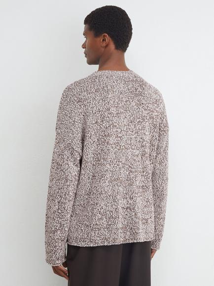 Reiss Norwood Cotton Rich Jumper, White/Camel - view 2, White/Camel