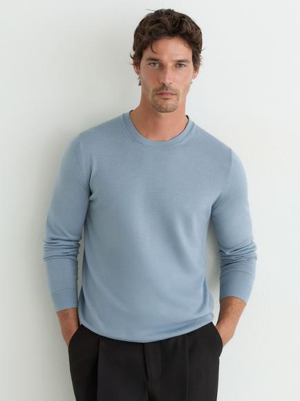 Reiss Wessex Wool Crew Neck Jumper, Armour Blue