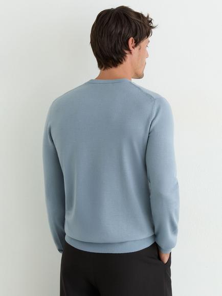 Reiss Wessex Wool Crew Neck Jumper - view 2, Armour Blue