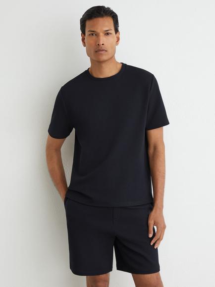 Reiss Cole Textured Modern Fit Crew Neck T-Shirt, Navy