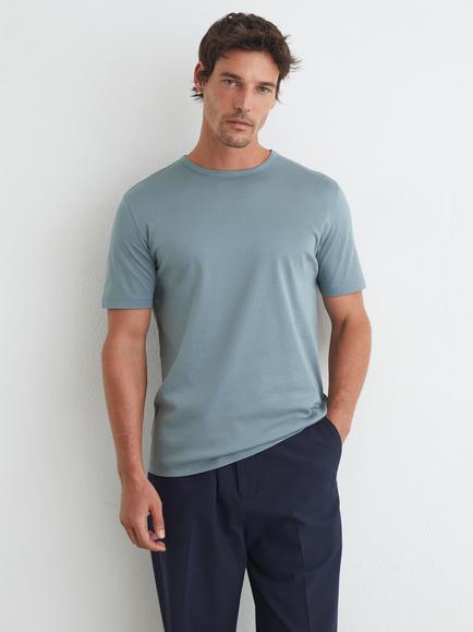 Reiss Count Cotton Crew Neck T-Shirt, Dusty Blue