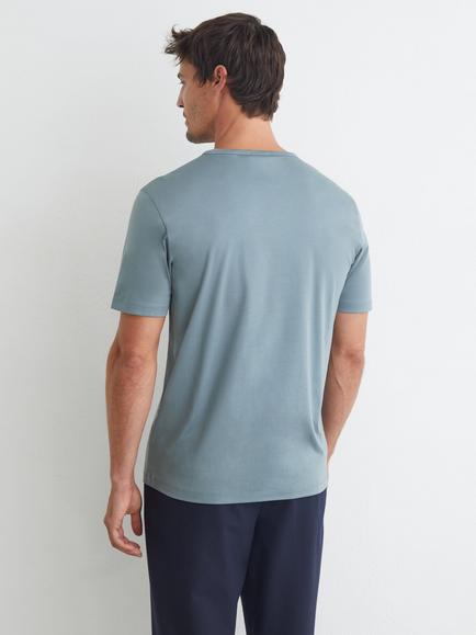 Reiss Count Cotton Crew Neck T-Shirt - view 2, Dusty Blue