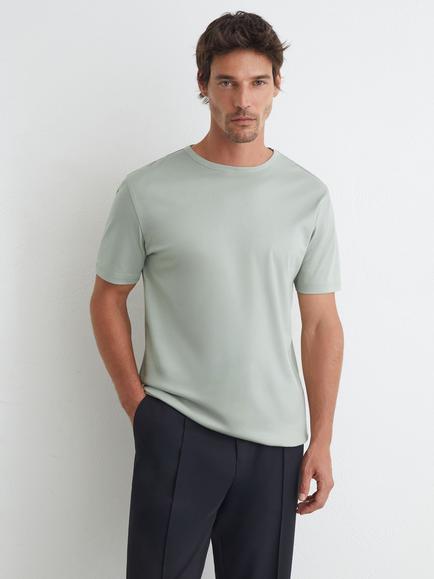 Reiss Count Air-Water Cotton Tailored Fit T-Shirt, Light Sage Green, Light Sage Green