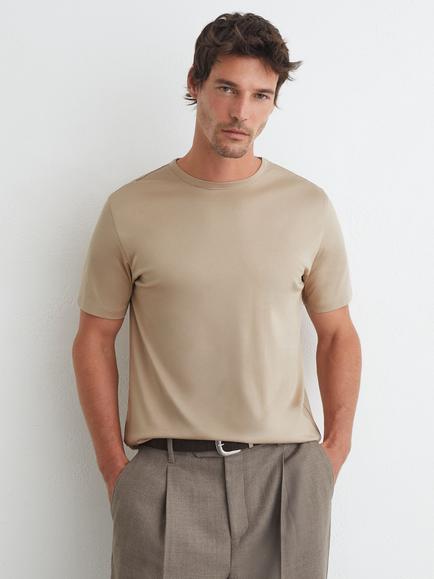 Reiss Count Cotton Crew Neck T-Shirt, Sand