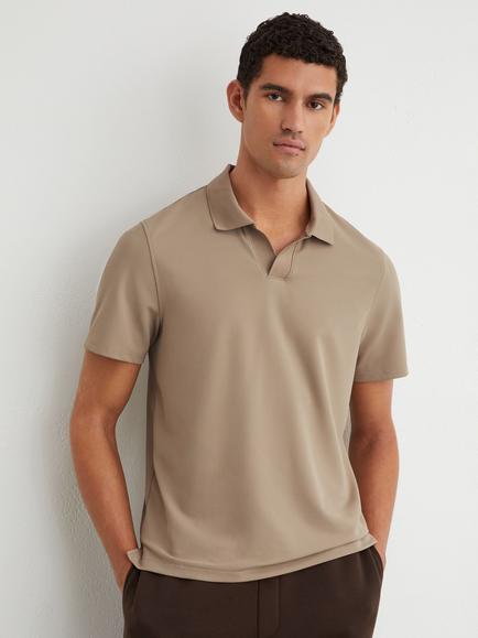 Reiss Dover Short Sleeve Polo Shirt, Stone, Stone