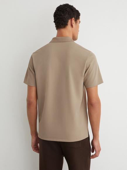 Reiss Dover Short Sleeve Polo Shirt, Stone - view 2, Stone