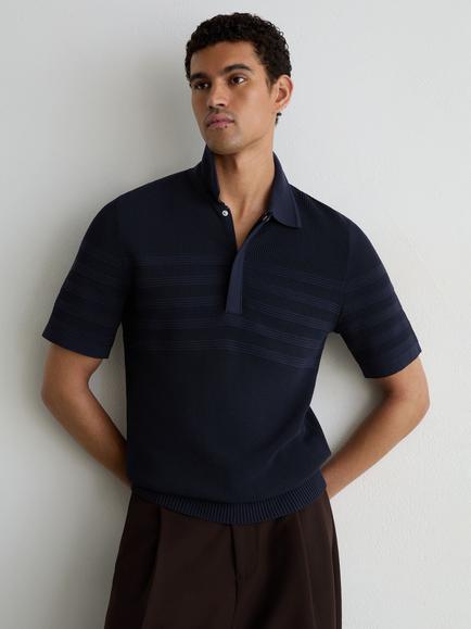 Reiss Falklands Cotton Blend Polo Shirt, Navy